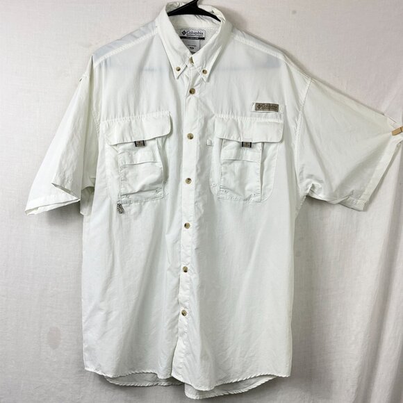 Columbia Omni Shade Short Sleeve Nylon Button Up Mens Medium Vented Breathable - Picture 1 of 11
